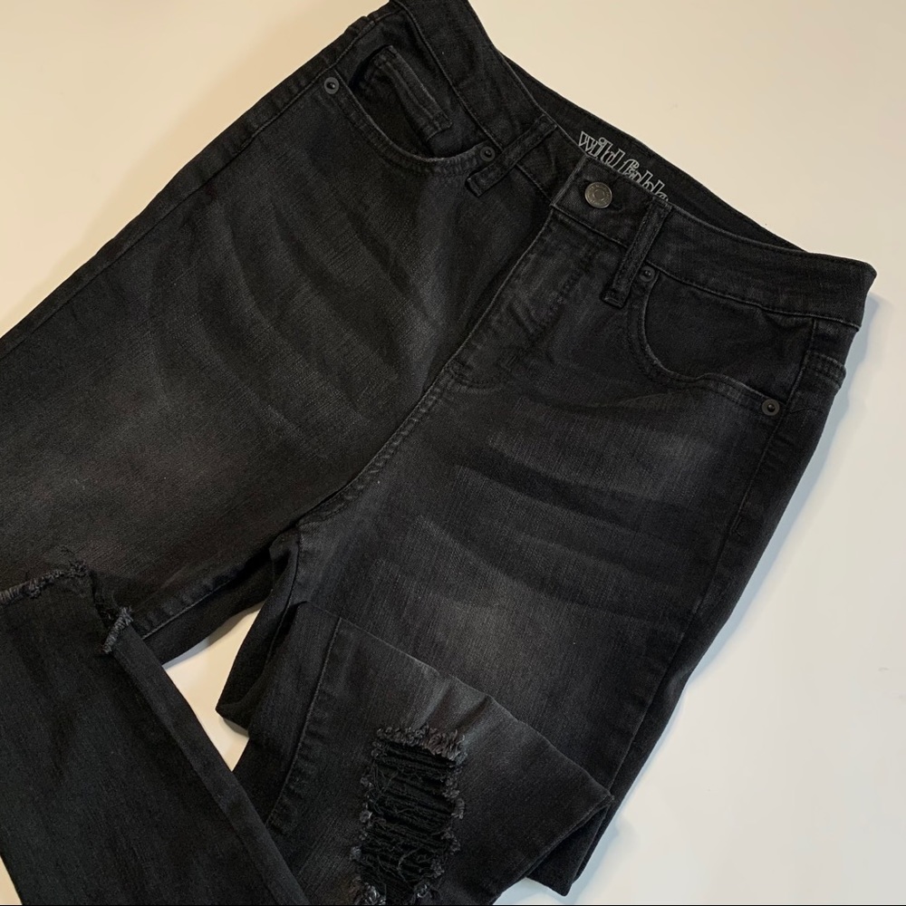 High rise black distressed skinny jeans!